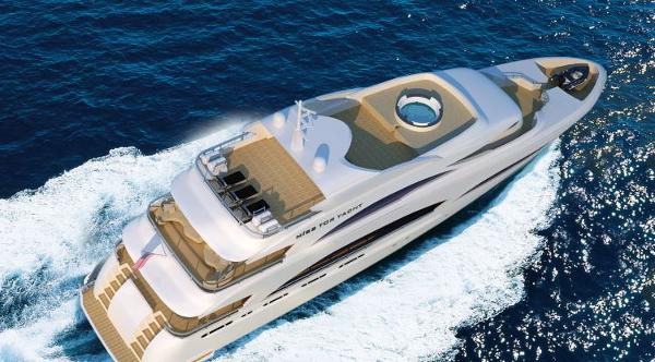Miss Tor Yacht 130 Tri-Deck Aerial View