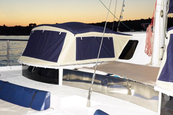 on deck sun-loungers converted to cabins