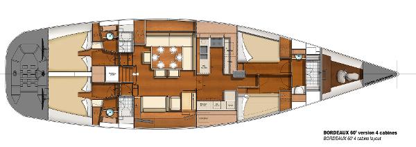 CNB BORDEAUX 60 4 Cabins Layout Plan
