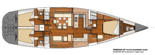 CNB BORDEAUX 60 Front Owner's Cabin Layout Plan