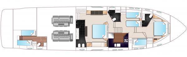 Princess V78 Lower Deck Layout Plan