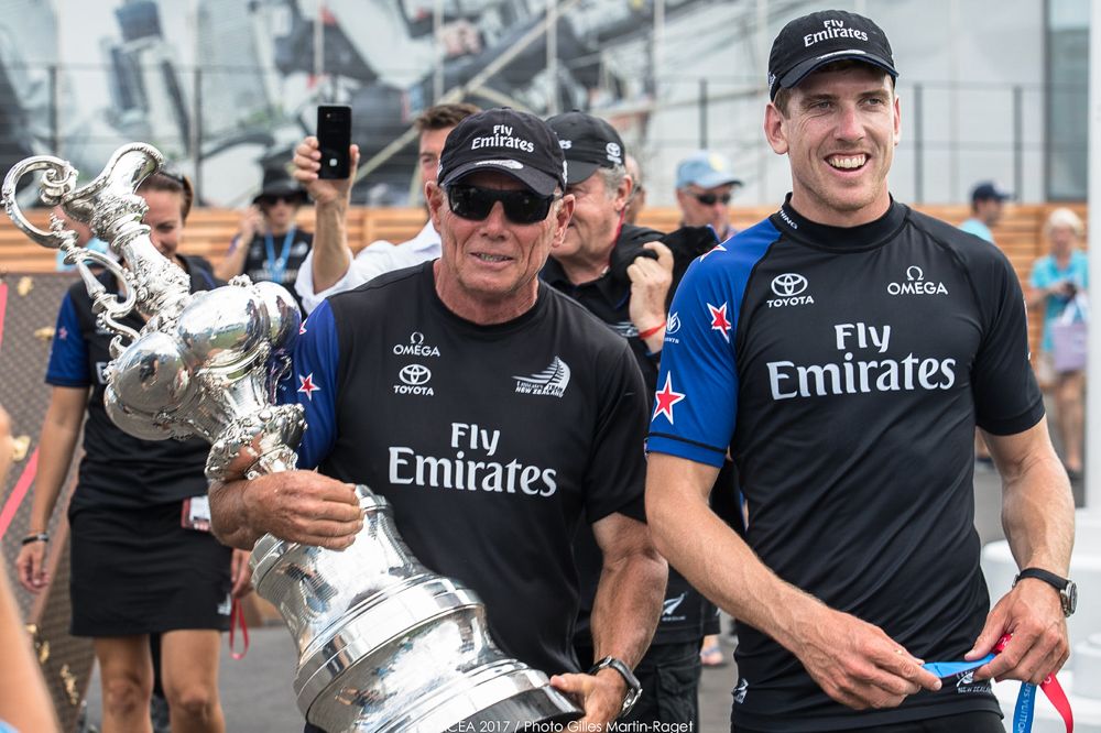 Grant Dalton with the America's Cup