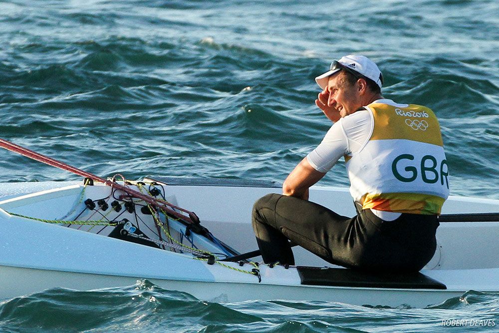 Giles Scott smiling after winning Olympi gold at the 2016 Rio Olympics.