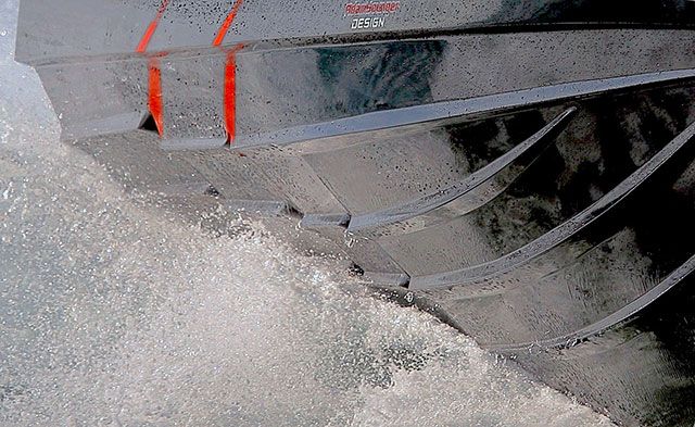 Boat designers are continually looking to reduce drag without compromising control