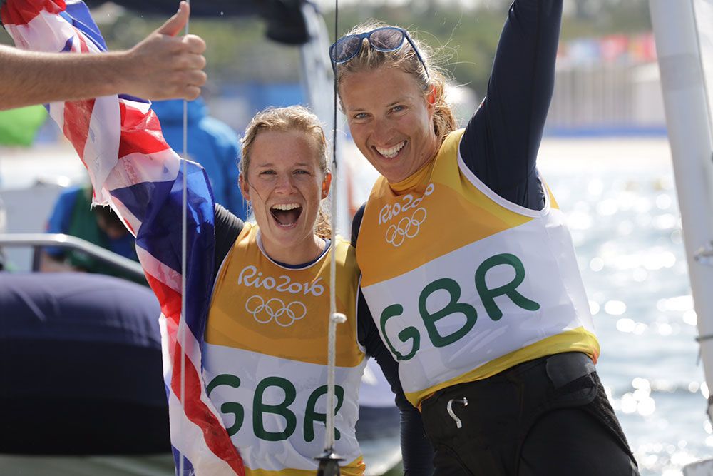 Hannah Mills and Saskia Clark 2016 Rio Olympic Games. Photo Richard Langdon/British Sailing Team.