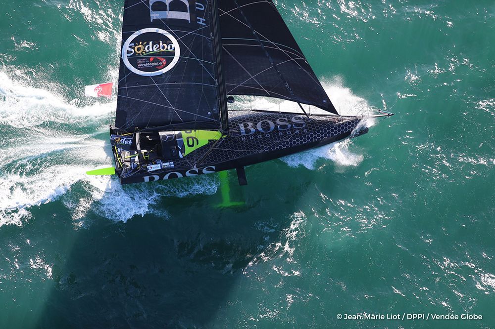 Hugo Boss aerial Photo Jean-Marie Liot/DPPI/Vendee Globe.