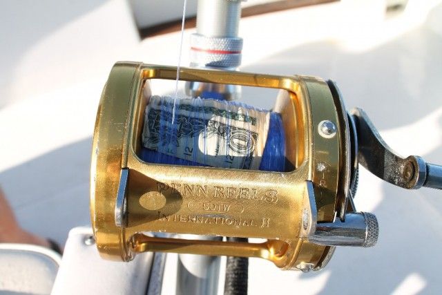 Folded dollar bill in fishing reel