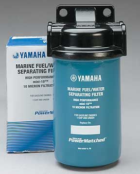 Your best defense against fuel problems related to E-10 fuel is a 10-micron fuel filter like this one from Yamaha Marine.