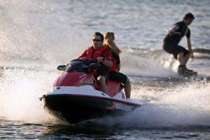 The Sea-Doo Wake 155 combines a great tow-sports engine with a pylon and board rack on the economical GTI platform. It's a great choice for families who tow a lot with a PWC, but don't need the power or other features of the Wake Pro 215.