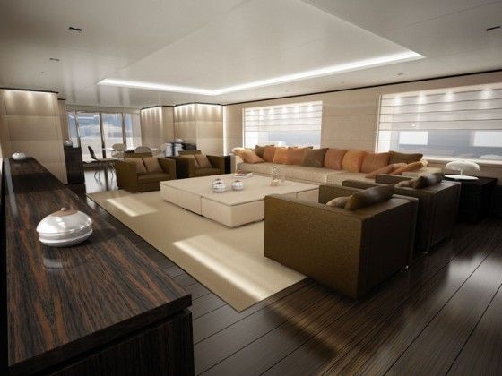 The main deck salon of the Sanlorenzo 44 Steel.