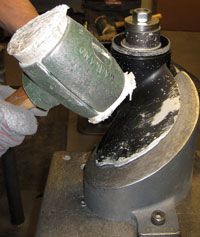 A prop shop will use a pitch block to check the blade shape of a propeller, and then beat it back into shape if necessary.