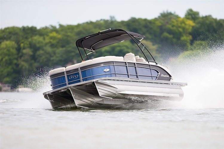 manitou tri-toon Tri-toons like the Manitou Legacy offer handling and performance that's more like a V-hull than a traditional pontoon boat.