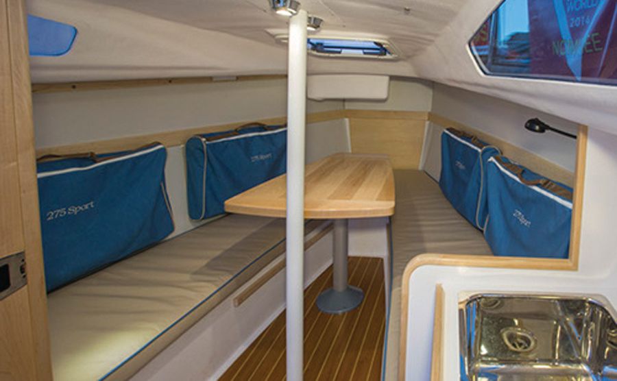 A photo of the V-berth on the Catalina 275 Sport.