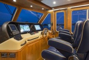 A photo of the helm on the Sabre 54 Salon Express.