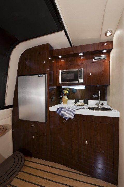 There's plenty of great stowage and appliances in the 38 Express galley, but you might find yourself wanting more counter space.