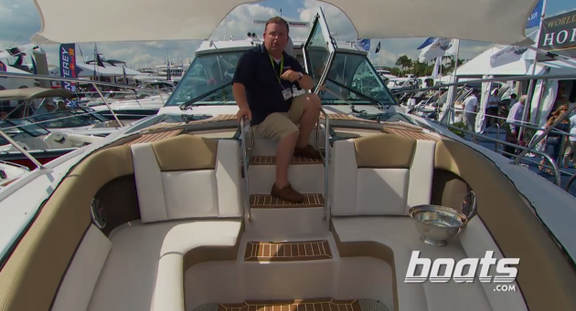 Getting down into the bow area from the cockpit is a breeze. Simply walk down a a set of wide steps t bordered by pair of stainless-steel handrails.