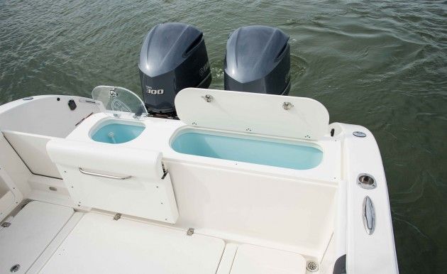 A transom walk-through, big fish boxes, an aerated livewell, and a huge insulated fish/bait box proves the Century 30 means business, when it comes to fishing.
