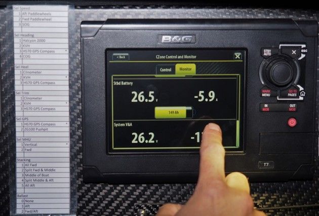 Fig. 1: All boats are equipped with identical systems. This is a 7" B&G touch-screen display.