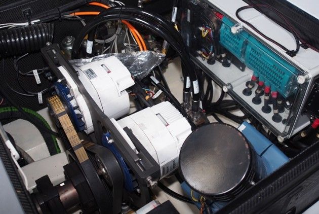 Fig 4: Dual high-output Mastervolt alternators charge the LION batteries. Time to full charge is minimal -- about an hour a day.