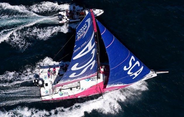 Team SCA is one of the Volvo Ocean 65s circling the world at high speed. Photo: Rick Tomlinson/Team SCA..