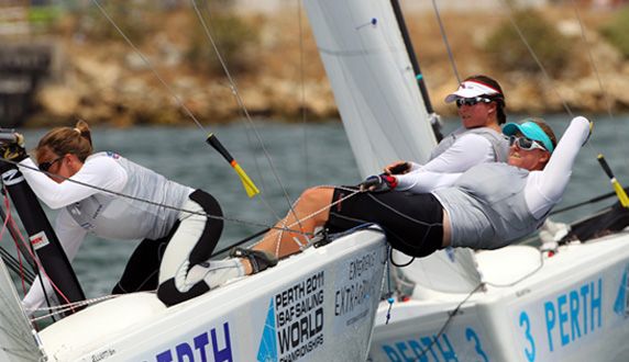 Physicality is nothing new for Annie; the Olympic Elliot 6m was also a very physical boat. Photo: RYA