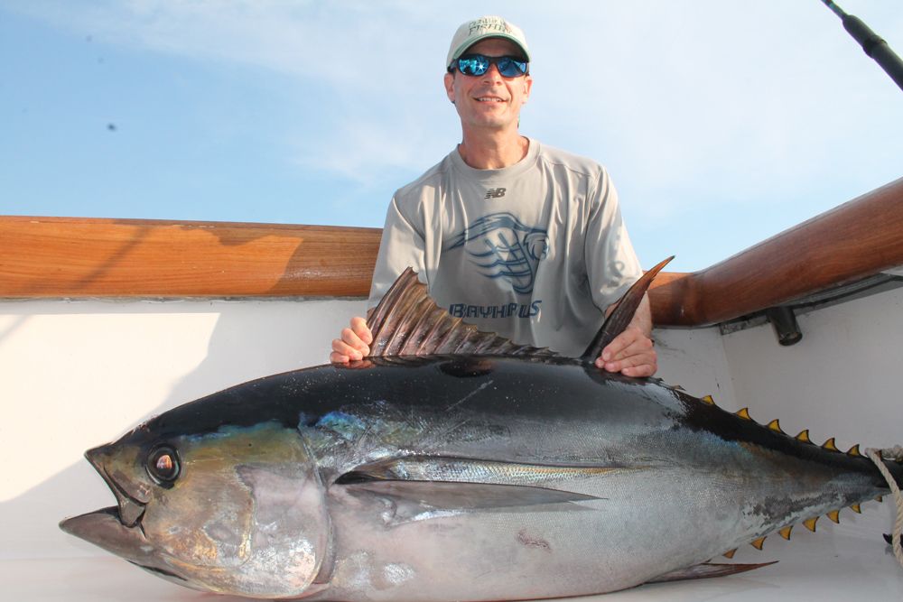In my parts, summer means tuna - big tuna - are within reach. For a pure fishing adrenaline rush it's hard to beat a bigeye, like this 157-pounder!