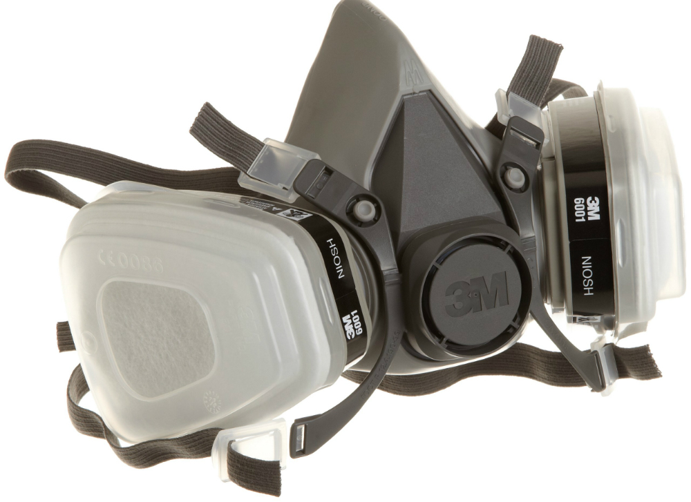 Use a high-quality cartridge respirator -- not just a paper mask -- plus eye protection, gloves, and full paint suit when working with old paint dust, thinners, solvents, or two-part paints.
