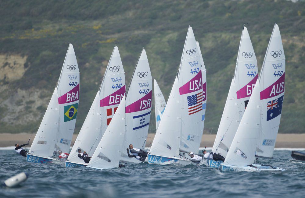 470s racing in Weymouth at the London 2012 Olympic Games. Photo Onedition.