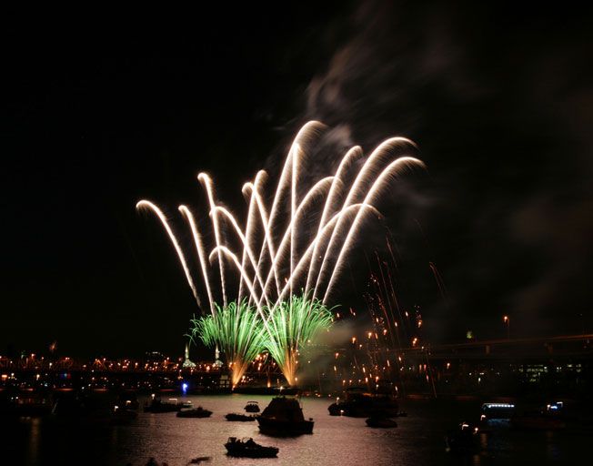Listen to some blues and then watch the pyrotechnics fly at the annual Waterfront Blues Festival in Portland, OR, July 4. Photo courtesy of Portland Blues Festival