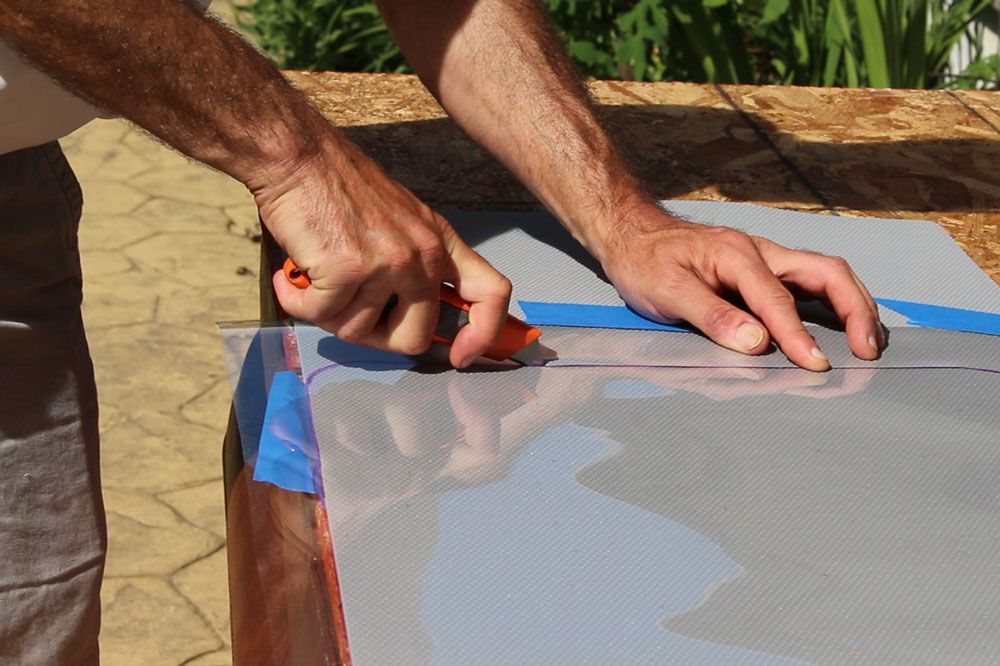 Here’s the example of how not to make your cuts: with no straight edge and nowhere near enough tape. This sheet had to be re-cut, after the first attempt.