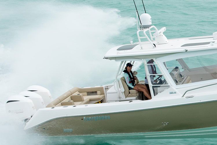Zipping along at 30 MPH at 4000 RPM in a two-foot chop we felt no pounding or shuddering, and the turns were precise as we sliced through the small swell.