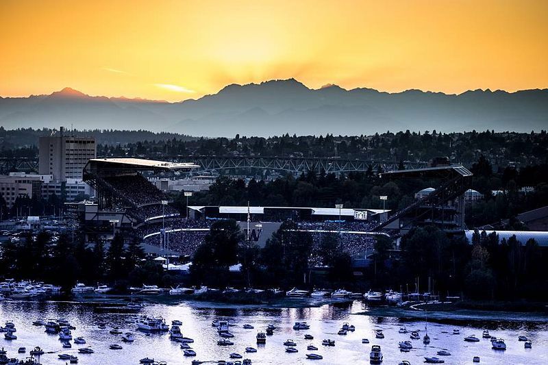 Voted the “most scenic football structure” in America, Husky Stadium is perfect for visiting by boat. Photo courtesy of the University of Washington.