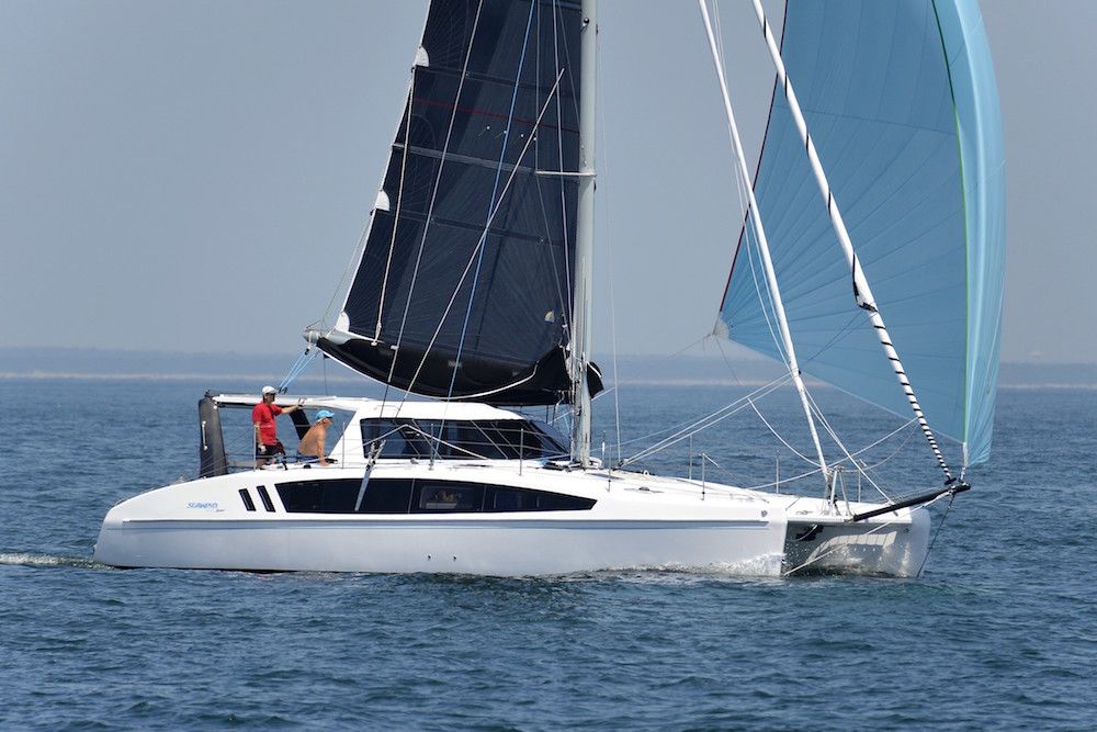 Providing extra power, the Seawind 1190 S can fly roller-furled jib or screecher, or asymmetrical spinnaker.