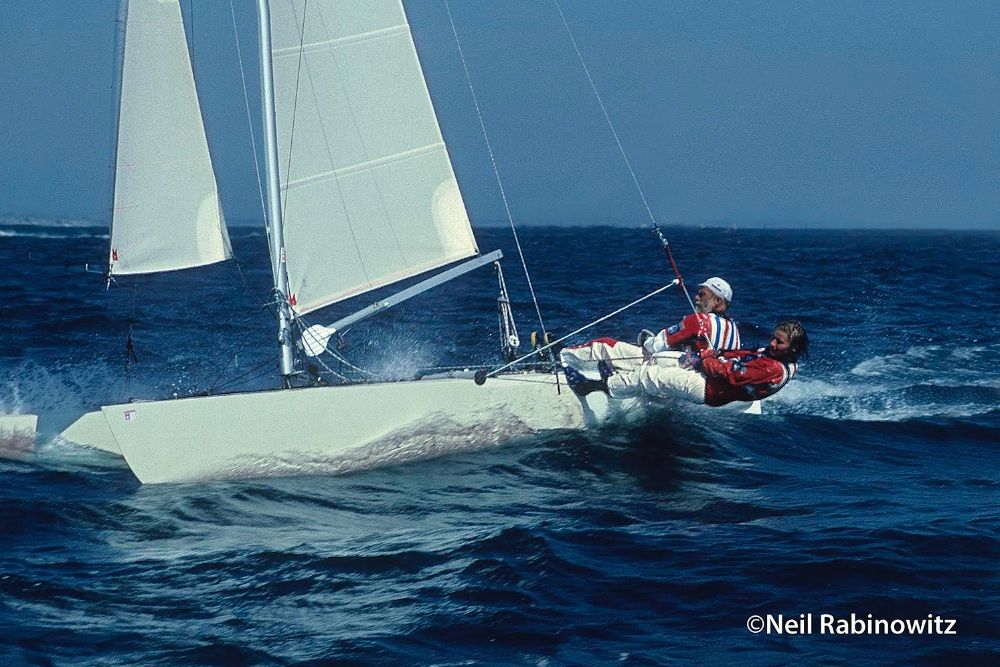 Paul and Trine Elvstrom in Tornado at 1984 Olympic Games