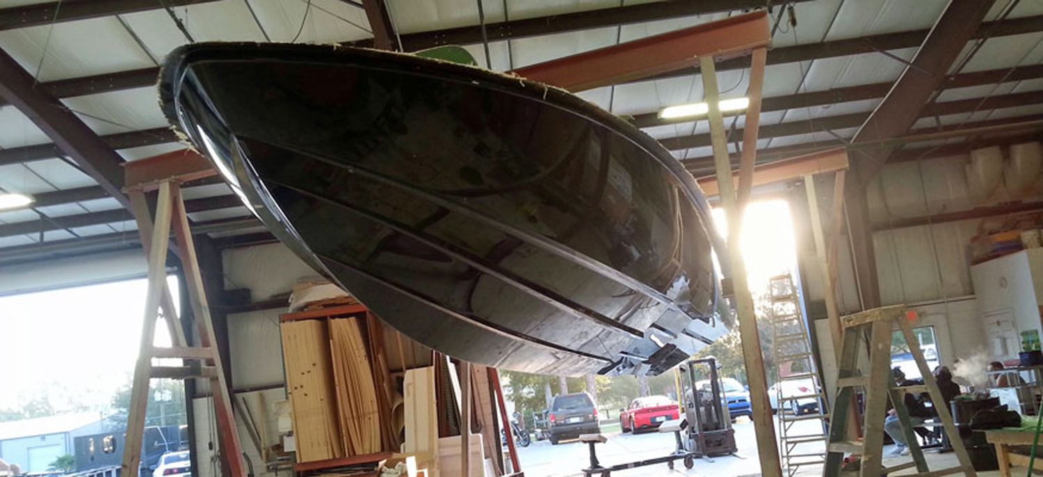 Hull No.1 for the Mystic M3800 luxury performance center-console was pulled from the mold last month.