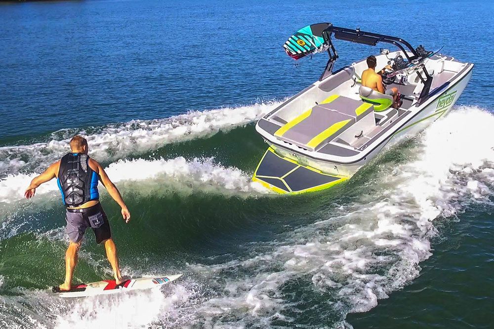 Wakesurfing fun isn’t only limited to kids; thanks to a reduced potential for injuries, older people are also discovering how fun it can be to surf behind a boat like the Heyday.