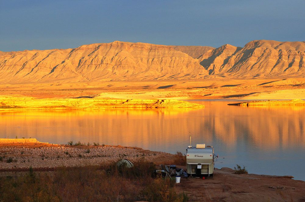Lake Mead offers some breathtaking scenery, like this view of Gold Butte. Photo by BLM District Southern Nevada District Office Photographer Ron Casey.