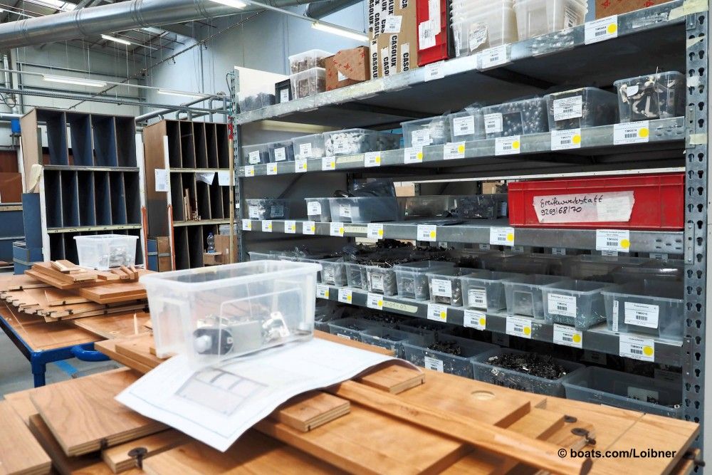 Lean manufacturing requires clean and organized shelves with parts sorted by bin number. Photo by Dieter Loibner.