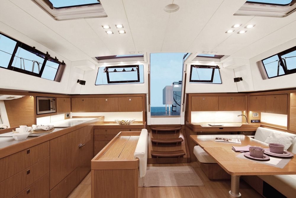 While the finish inside the Beneteau Sense 51 cabin is different, the general design and style are similar to that of the 50.