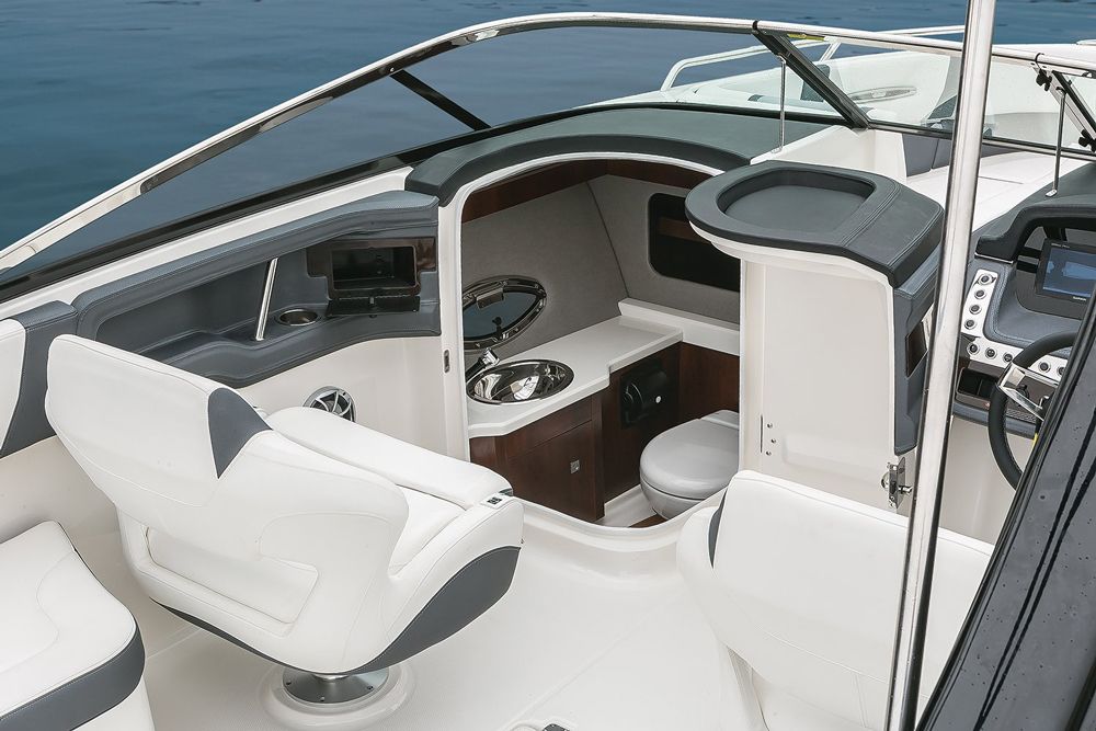 Even in standard trim the head compartment is well-appointed, and comes with a standard portable MSD. The only options here are for better commodes.