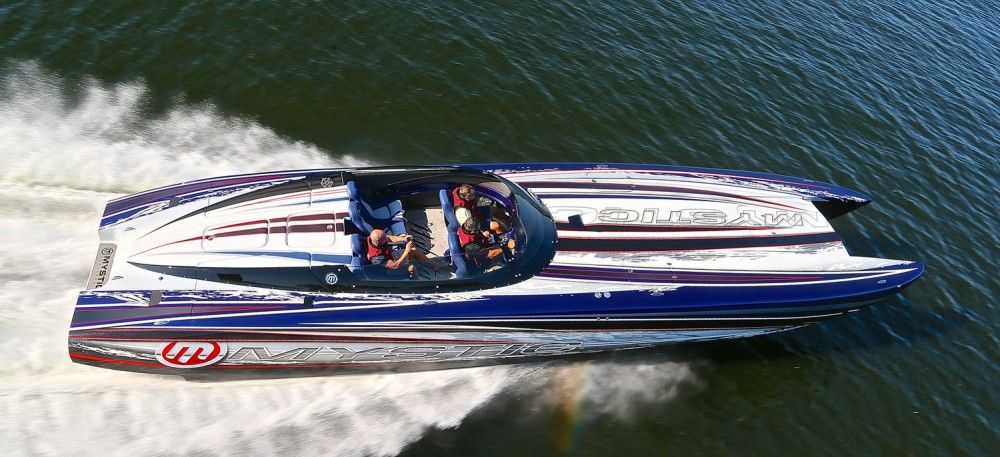 Mystic Powerboats C4400 catamaran. Photo by Pete Boden/Shoot 2 Thrill Pix.