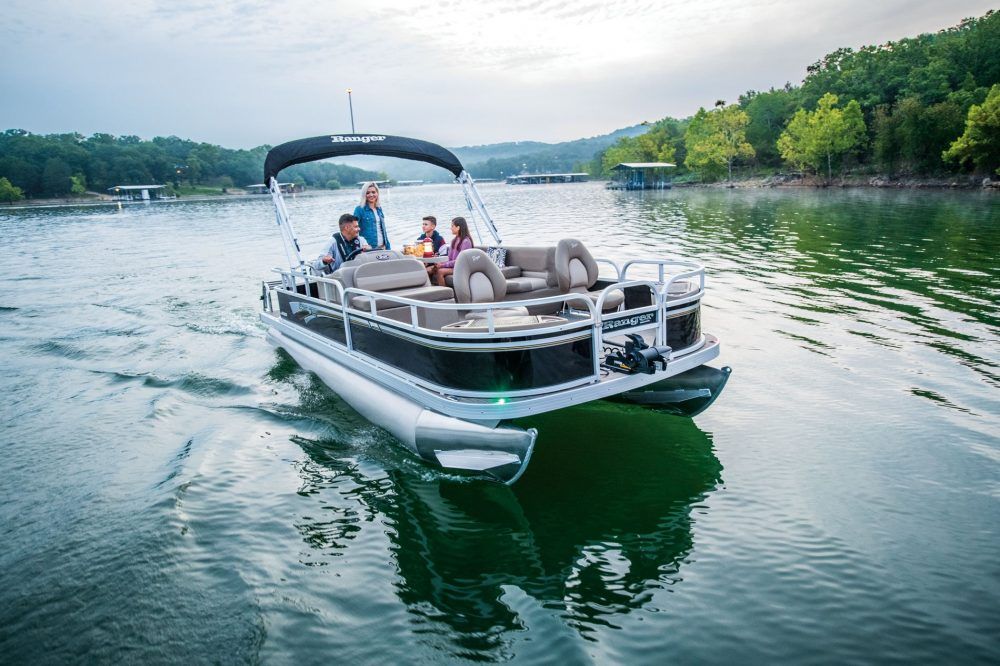 Family fishing made possible aboard Ranger's 200F pontoon boat.