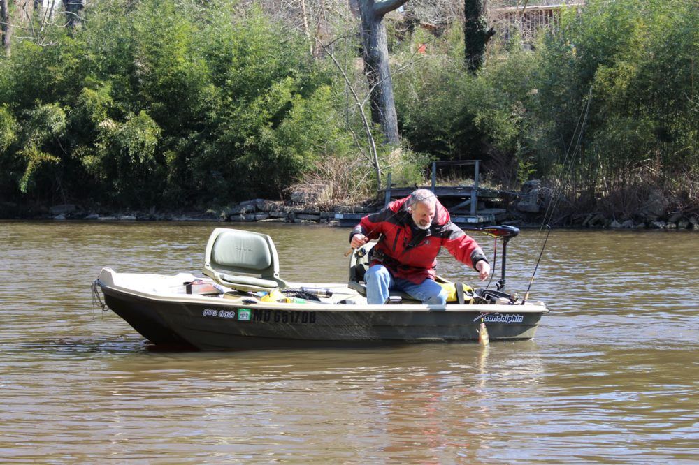 freshwater fishing boat with electric motor