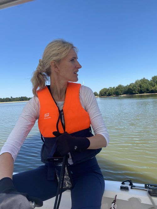 Emma-on-a-dinghy-looking-out-for-oncoming-traffic