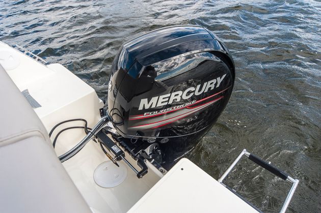 Einstiegsdroge: Schon die Standardmotoriseirung mit einem Mercury F150 sorgt für Bewegung. Foto: Dieter Wanke