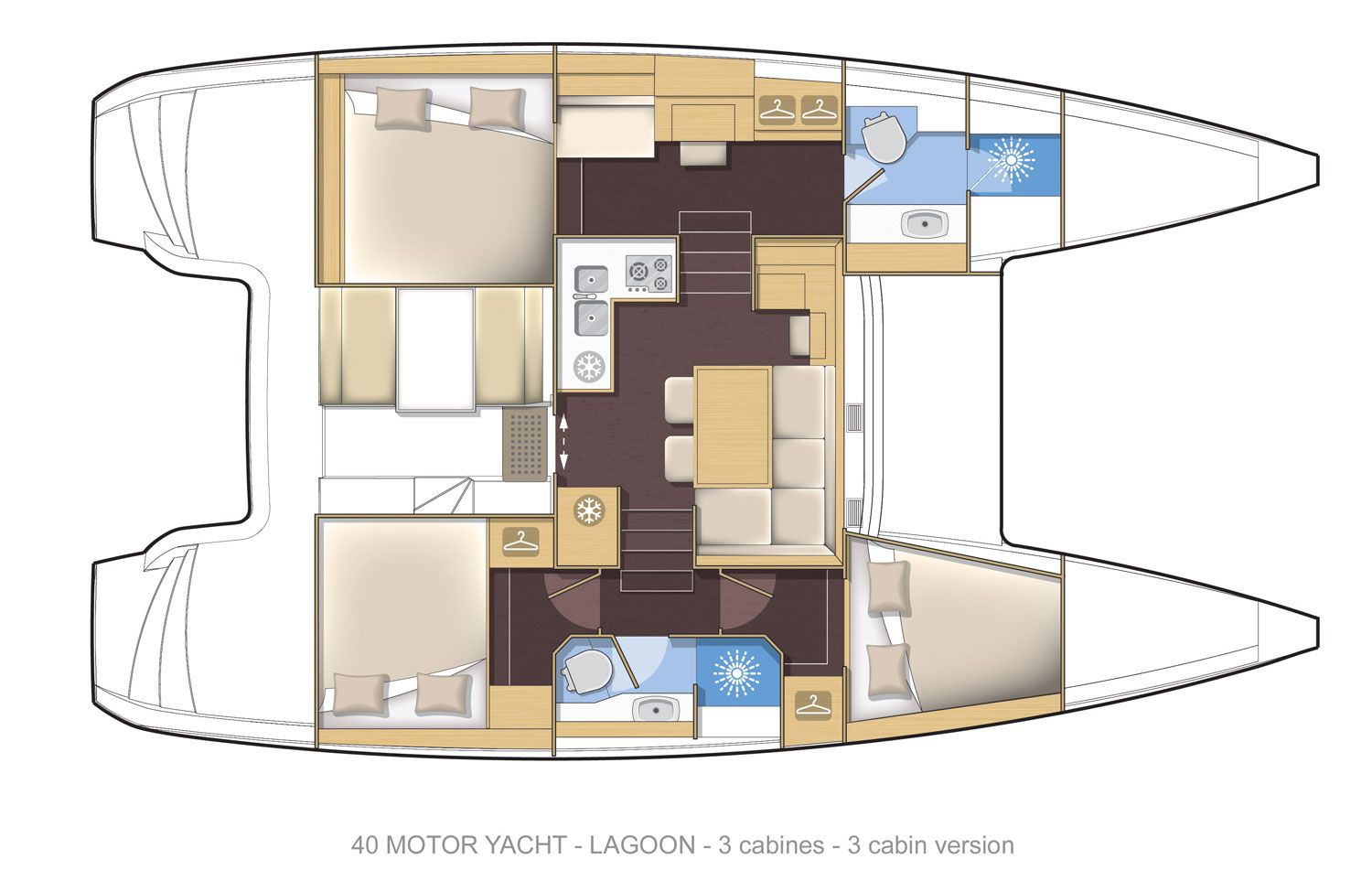 DAs 3-Kajüten-Layout der Lagoon 40 MY
