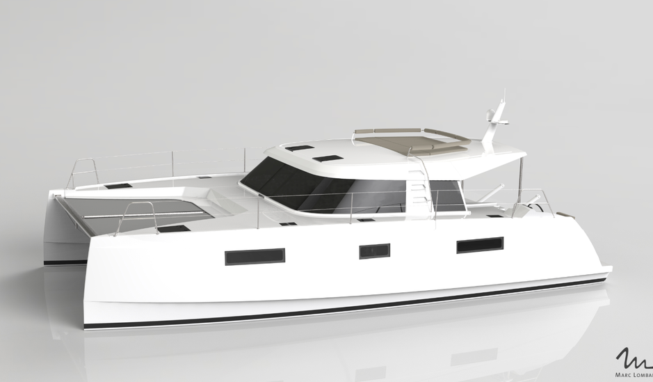 Deutsch-französisches Produkt: Nautitech Power Cat 40 : Länge 11,98 m. Die französische Werft gehört zum deutschen Bavaria-Konzern.