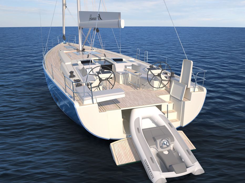 Hanse 588: Mit Garage für den Tender