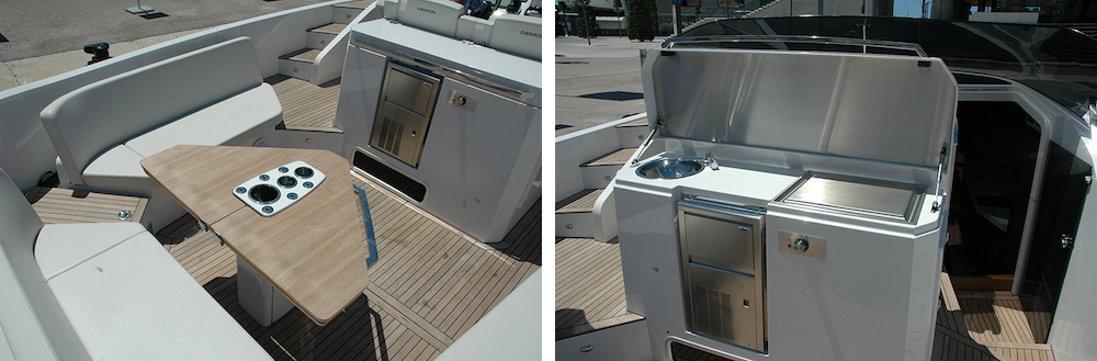 Frauscher Demon 1414 mesa y cocina cockpit