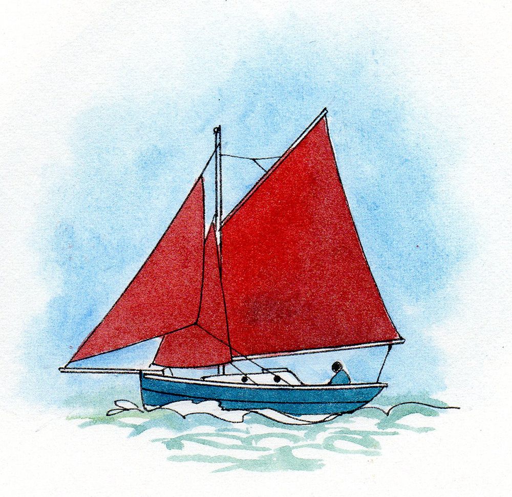 La voile d'un gréement aurique est dotée d'une livarde, ce qui lui donne quatre bords au lieu de trois sur un gréement bermudien